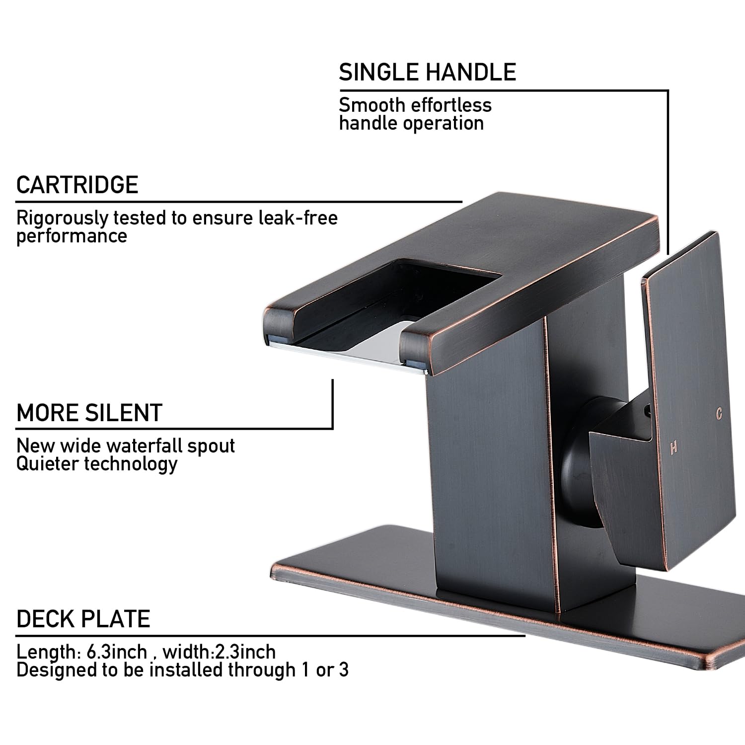 LED Bathroom Sink Faucet, Brushed Gold Waterfall Single Hole Handle Vanity Faucets for Sinks 1 Hole with Metal Pop Up Drain and 2 Water Supply Lines, Side Handle