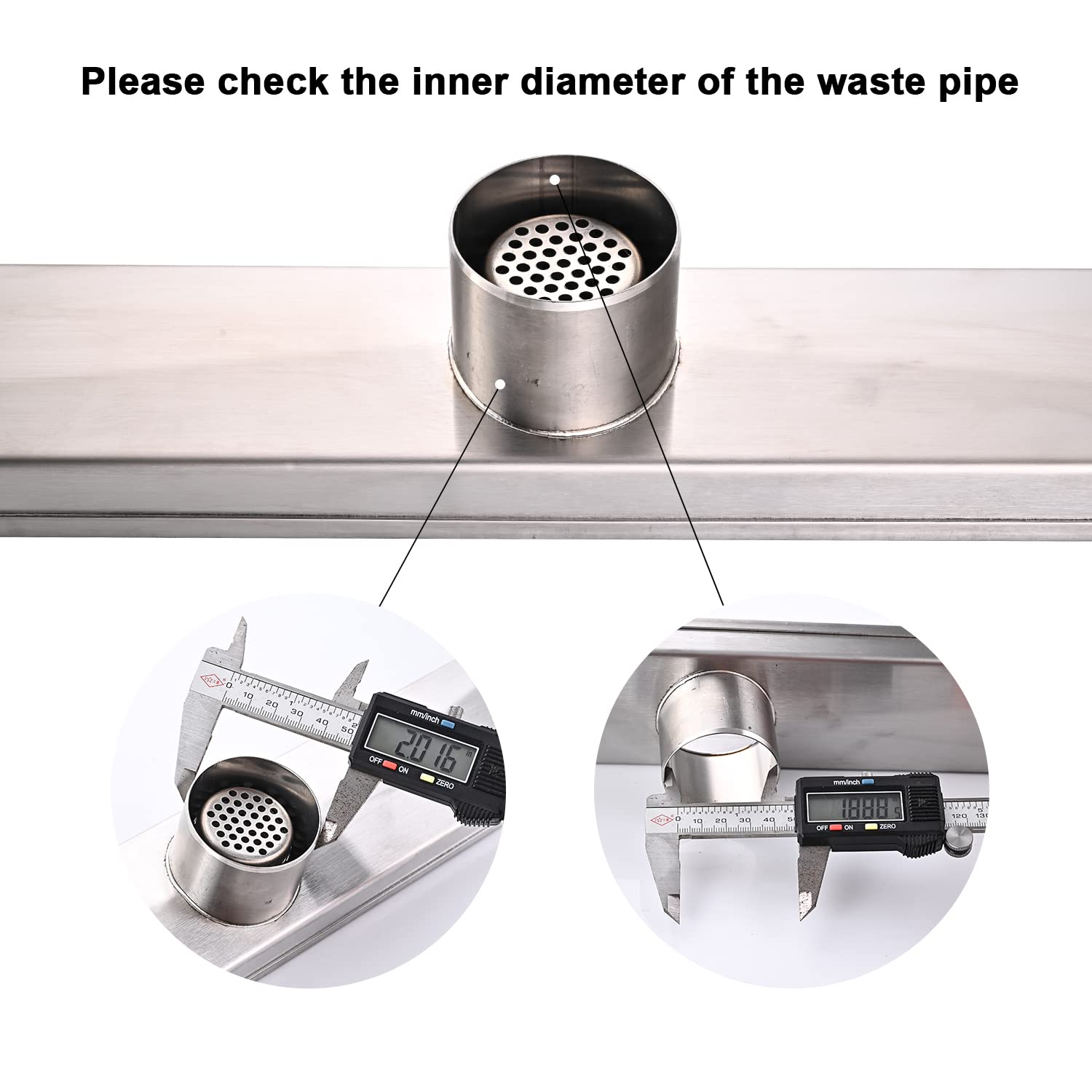 Linear Shower Floor Drain, Brushed Gold 24 Inch 304 Stainless Steel Bathroom Drains Kit, Rectangular Shower Trench Drain with Reversable Tile-in Pattern Drain Cover & Hair Catcher