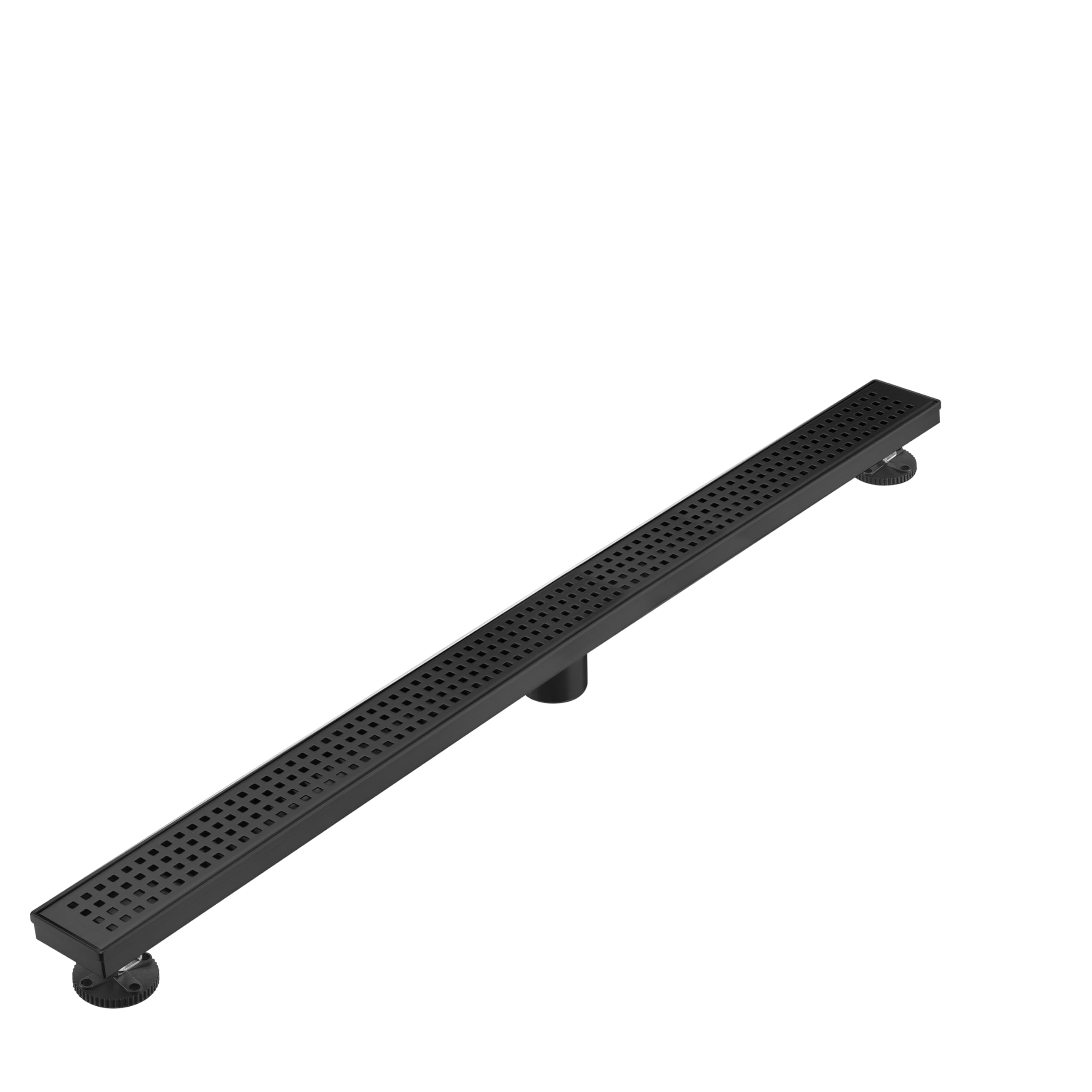 Linear Shower Floor Drain, Brushed Gold 12 Inch 304 Stainless Steel Bathroom Drains Kit, Long Rectangular Shower Trench Drain with Square Pattern Drain Cover & Hair Catcher