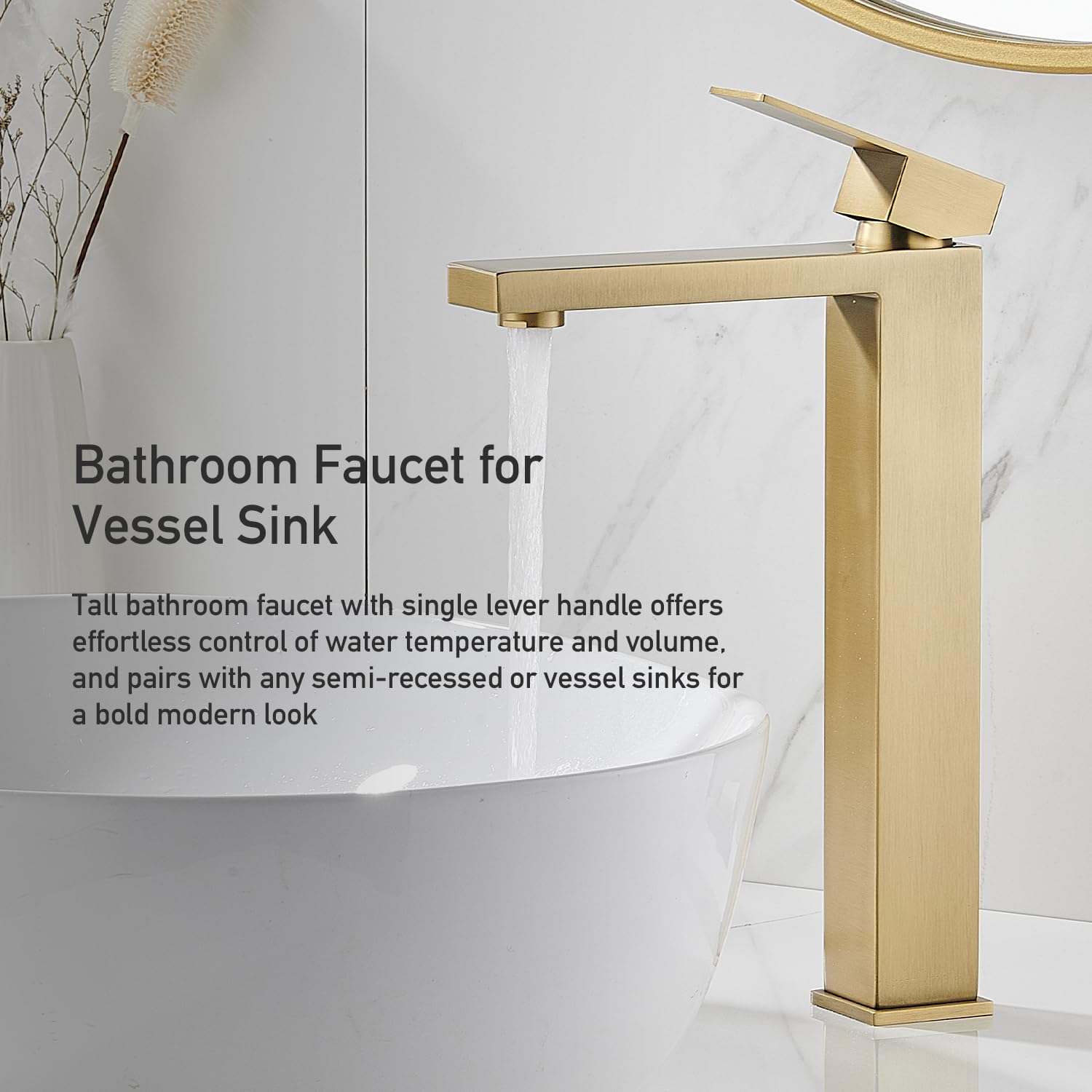 Matte Black Bathroom Faucet, Single Hole Vanity Bath Faucet, Single Handle Modern Stainless Steel Bathroom Faucets for Sink 1 Hole with Pop Up Drain Stopper & Water Supply Hoses