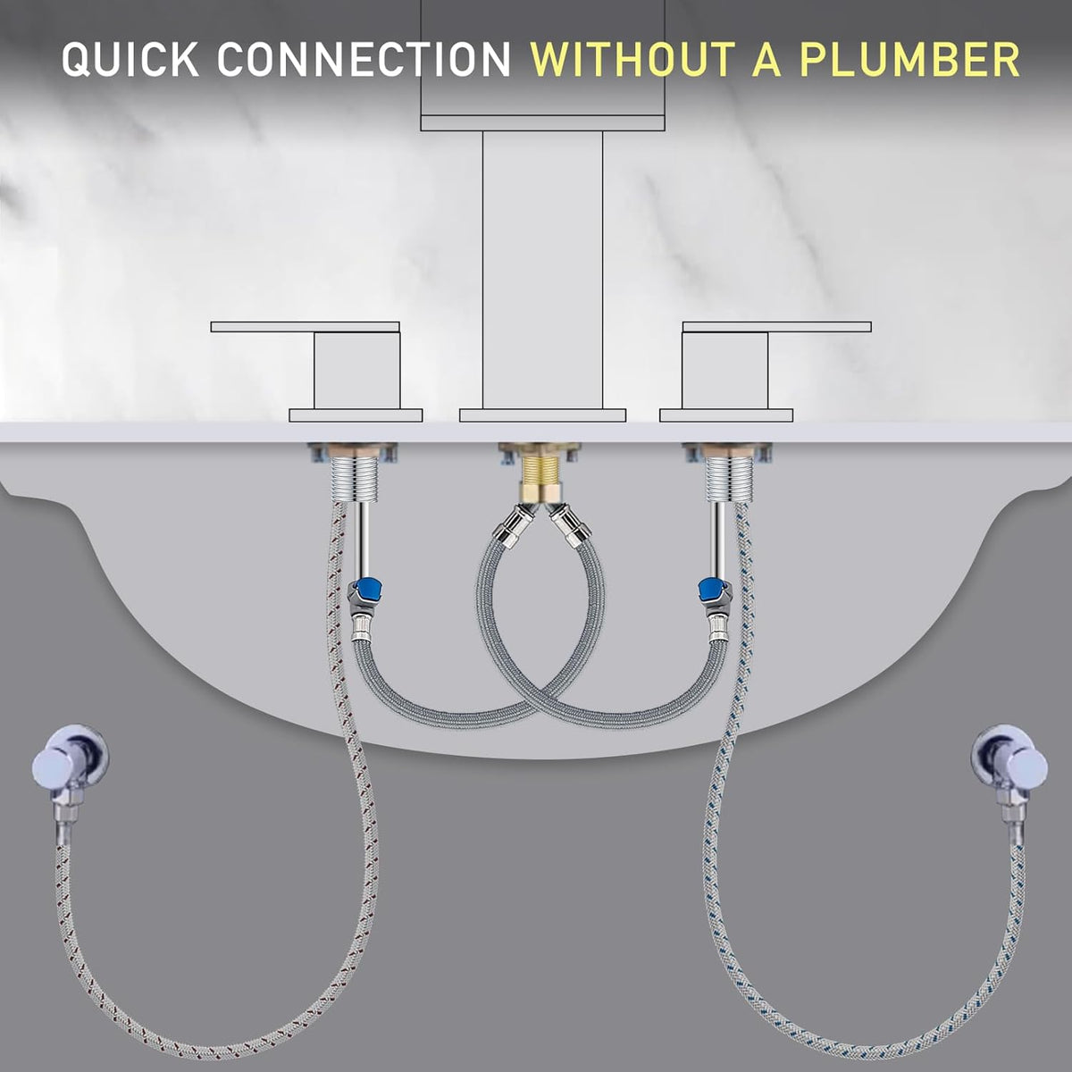 Faucet Fast Lock Threaded Quick Connect Y Hose for Widespread Faucet Snap-in Fast Lock Lines ...