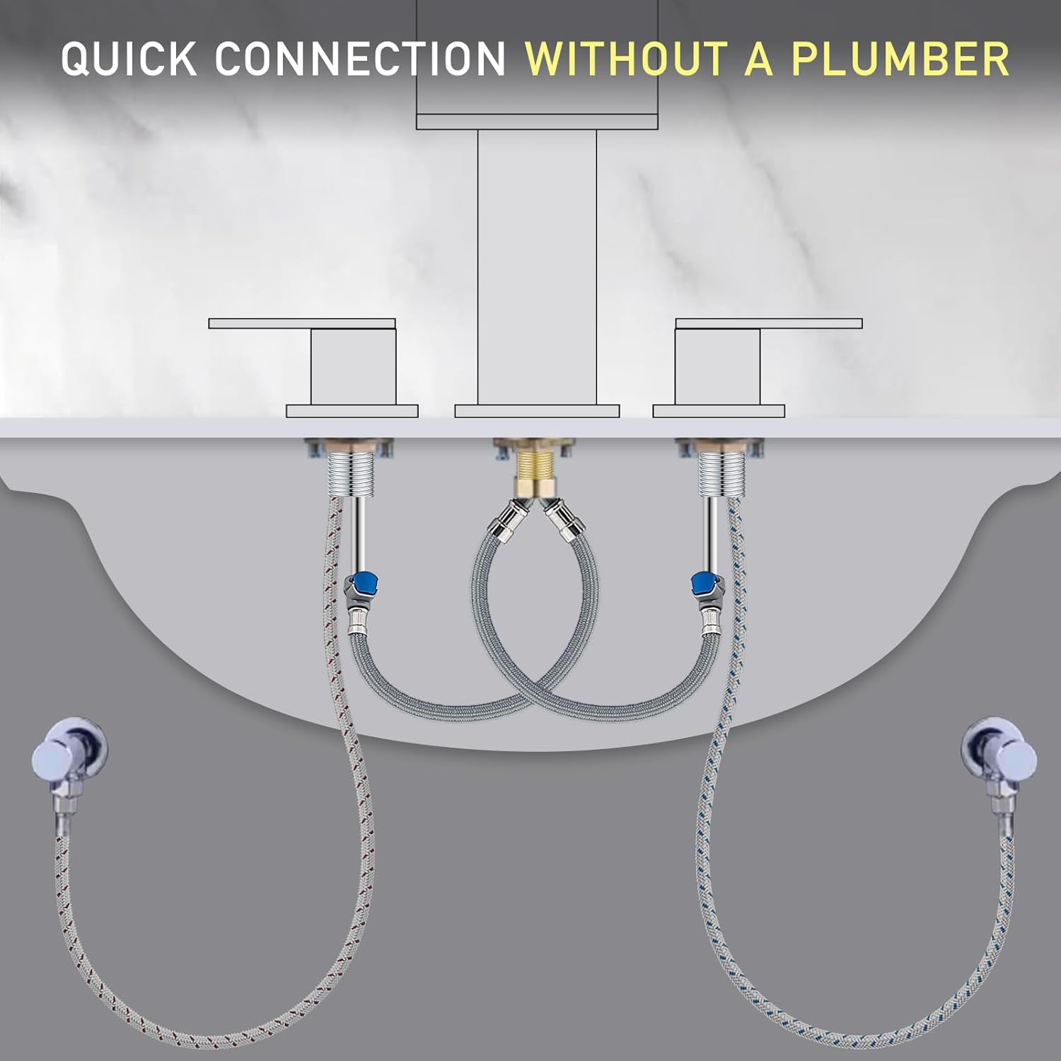 Quick Connect Y Hose for Widespread Faucet Snap-in Fast Lock Lines