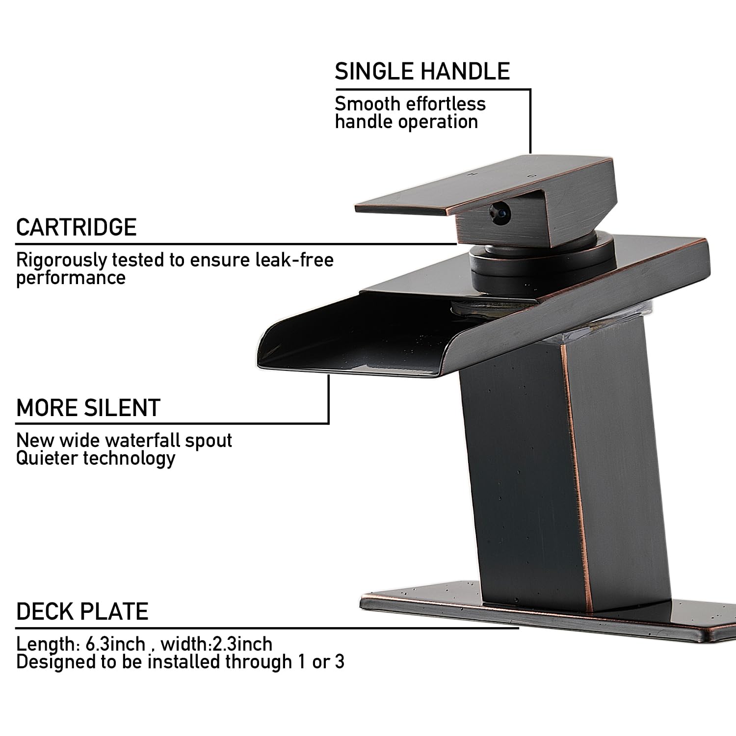 LED Bathroom Sink Faucet, Brushed Gold Waterfall Single Hole Handle Vanity Faucets for Sinks 1 Hole with Metal Pop Up Drain and 2 Water Supply Lines, Open Glass Spout