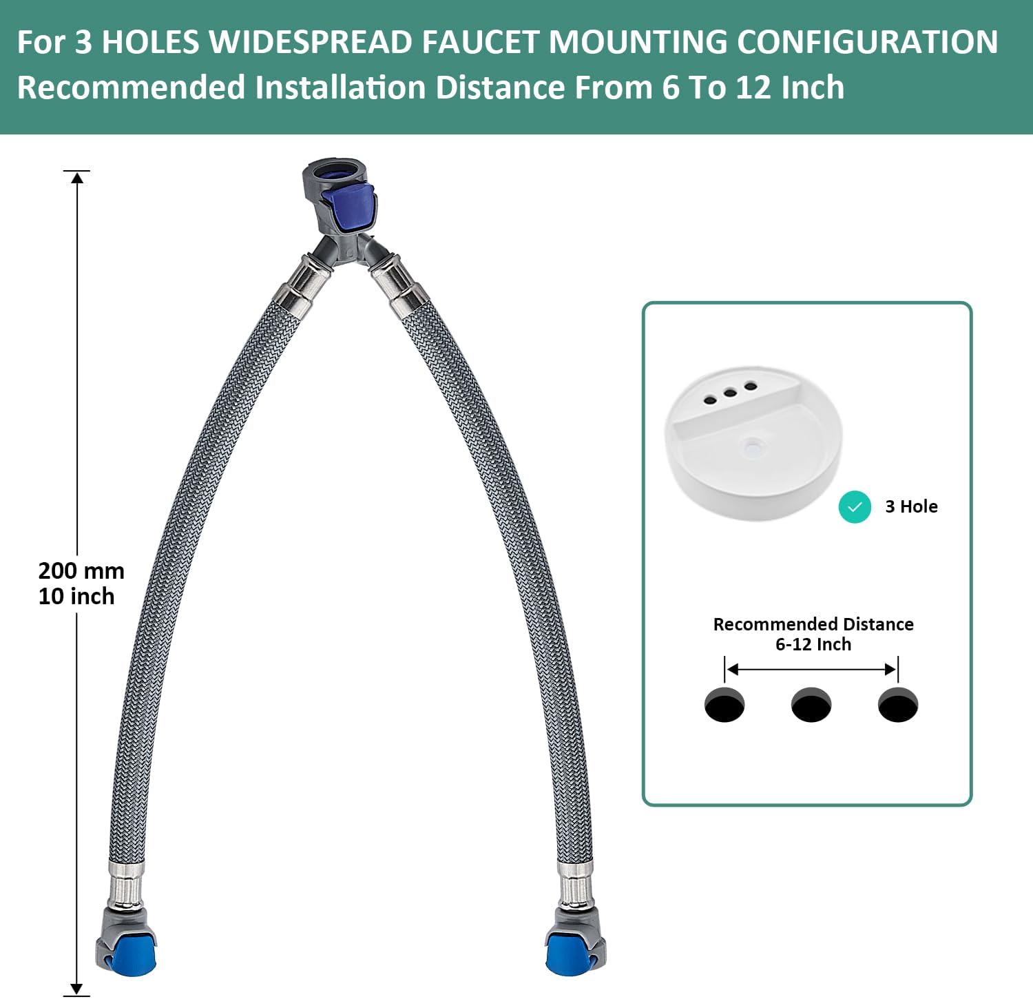 Quick Connect Y Hose for Widespread Faucet Snap-in Fast Lock Lines