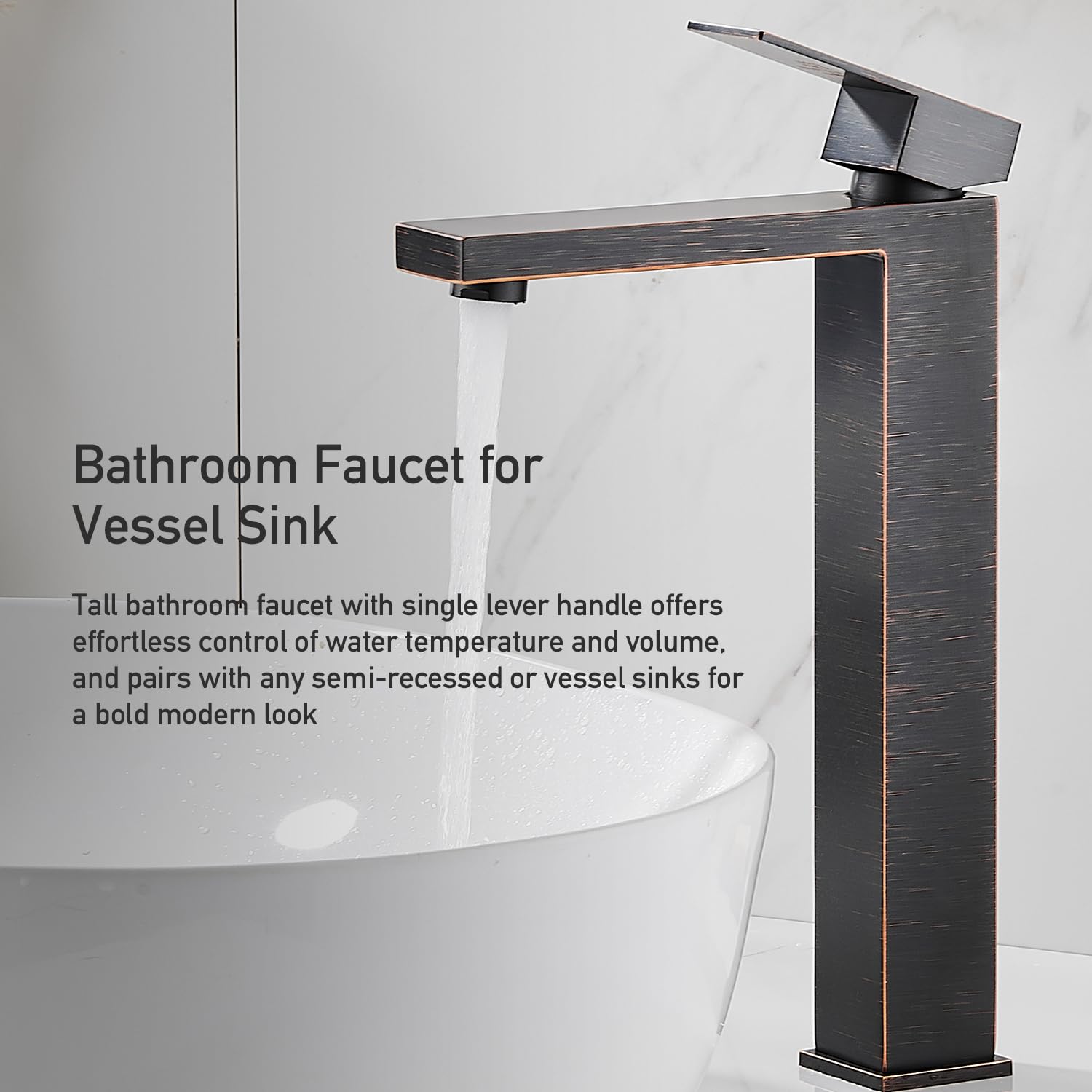 Matte Black Bathroom Faucet, Single Hole Vanity Bath Faucet, Single Handle Modern Stainless Steel Bathroom Faucets for Sink 1 Hole with Pop Up Drain Stopper & Water Supply Hoses