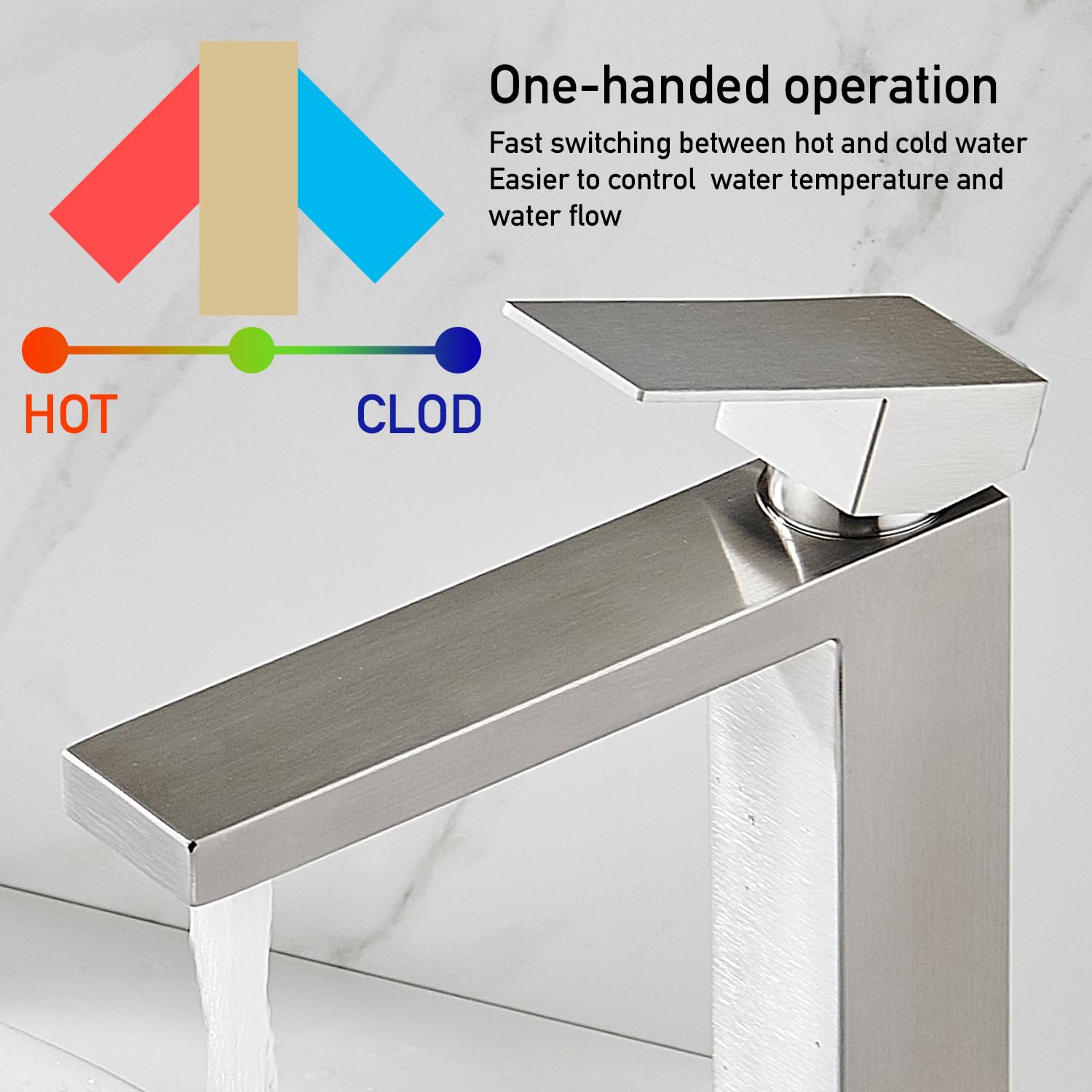 Matte Black Bathroom Faucet, Single Hole Vanity Bath Faucet, Single Handle Modern Stainless Steel Bathroom Faucets for Sink 1 Hole with Pop Up Drain Stopper & Water Supply Hoses