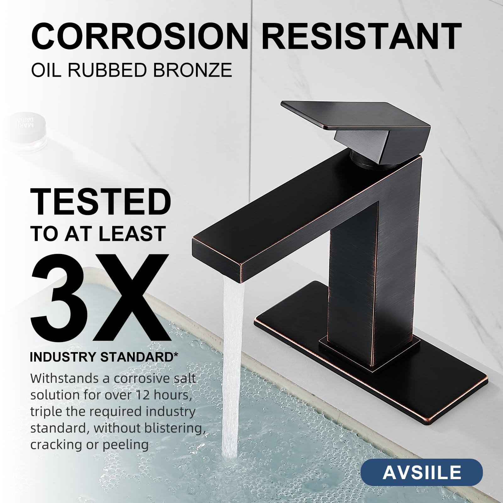 Matte Black Bathroom Faucet, Single Hole Vanity Bath Faucet, Single Handle Modern Stainless Steel Bathroom Faucets for Sink 1 Hole with Pop Up Drain Stopper & Water Supply Hoses