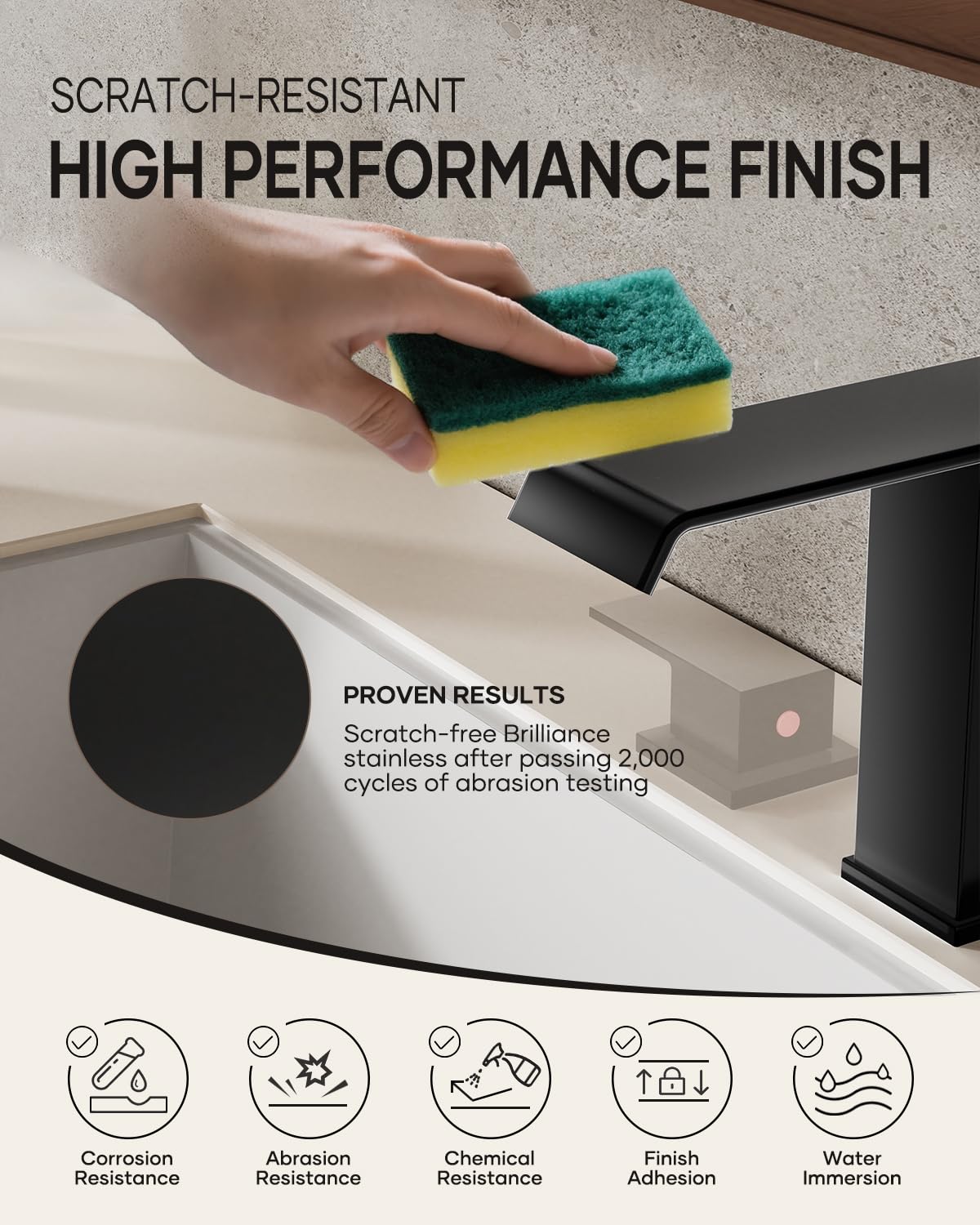 Matte Black Waterfall Bathroom Faucet 3 Hole, 8 Inch Widespread Modern 3 Piece Bathroom Sink Faucet, Touch On Lavatory Faucet for Vanity RV Restroom, Curved Spout